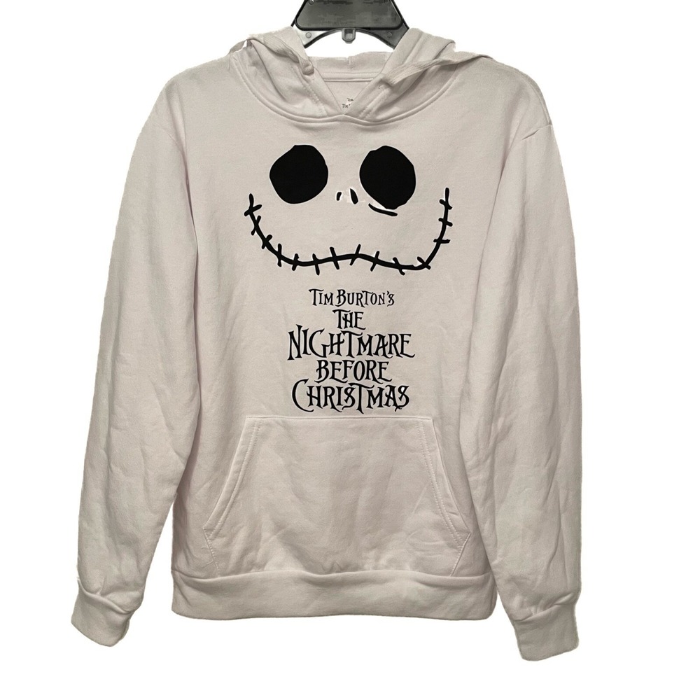 The Nightmare Before Christmas White Hoodie Sweatshirt Women Juniors Medium 7-9